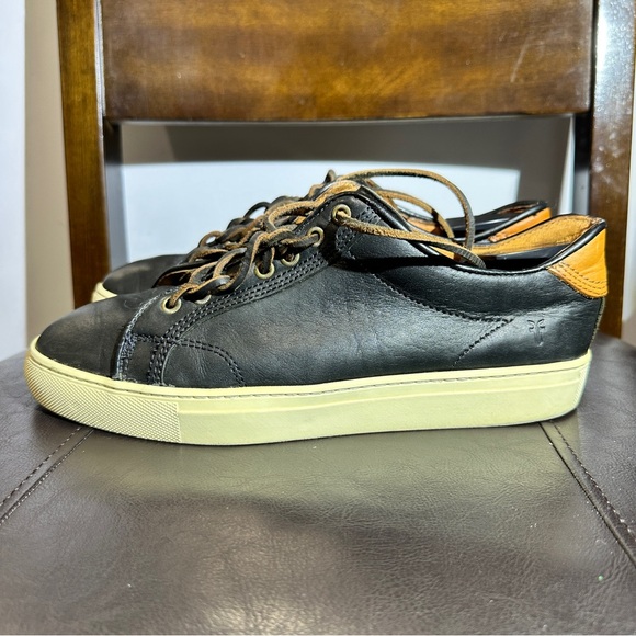 Frye Sneakers Black Brown Leather Men's sz 7.5 Low Tops casual Lace Up USA made - Picture 5 of 12
